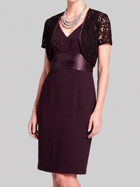 JESSICA Purple Cocktail Dress with Lace Bolero Jacket Size 14
